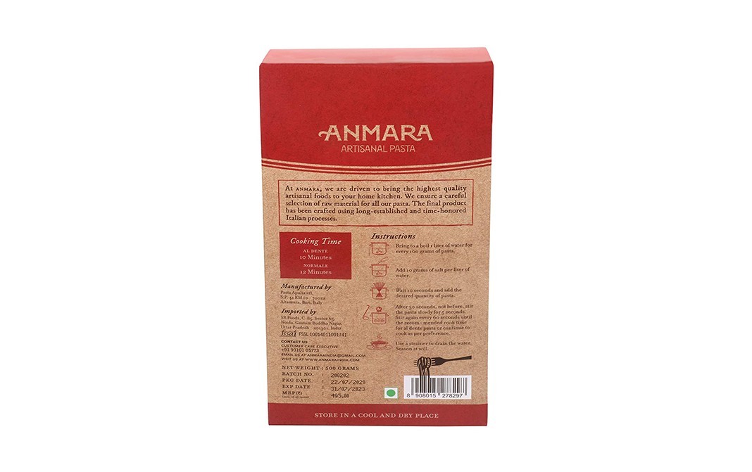 Anmara Artisanal Pasta Organic Strozzapreti Hard Durum Wheat Pasta   Box  500 grams